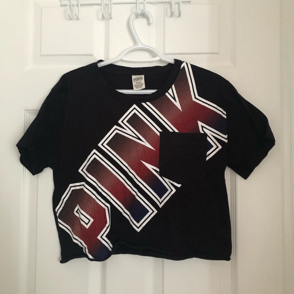 PINK pocket crop tshirt top